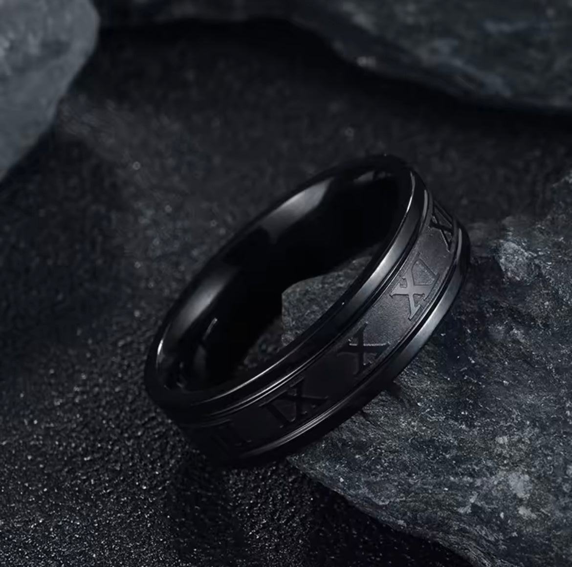 Stainless Steel Roman Numeral Ring